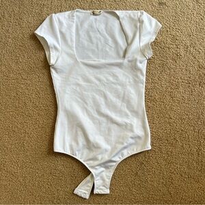 Free People White Bodysuit Classic Stretchy Design